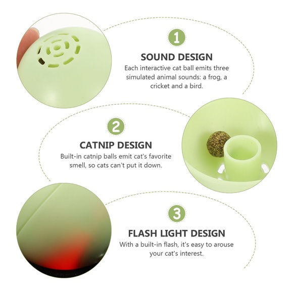 NIB 3pc Interactive Catnip Musical Ball Glowing Cat Ball - Picture 9 of 9